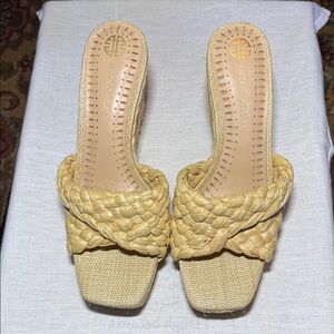NWOT! ANTONIO MELANI Woven Cream Mules